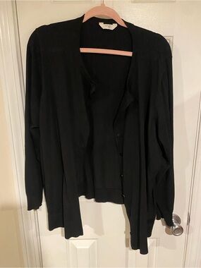 Terra & Sky Black Button-Front Women's Cardigan